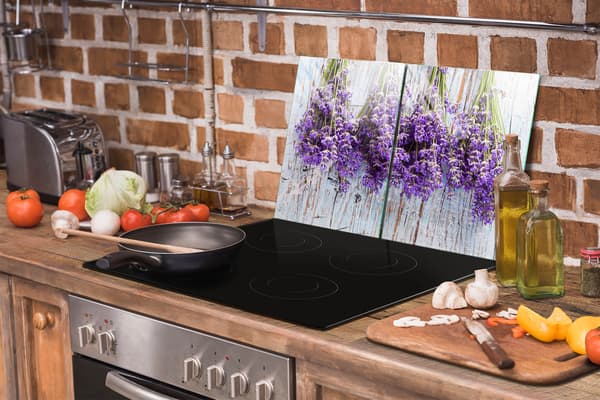 GLASBESKYTTELSESPLADE TIL KOMFUR 85x52 LAVENDEL