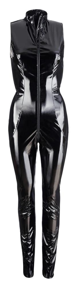 Black Level Sort Lang Vinyl Jumpsuit Med Lynlås L