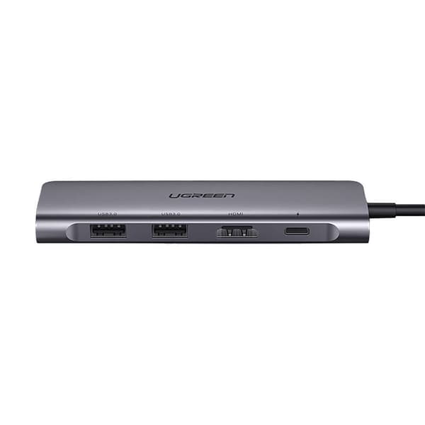 6-i-1 HUB-adapter USB-C - HDMI USB-A USB-C PD SD TF-læser - grå