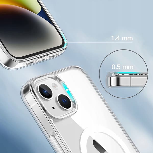 MAGNETISK ETUI TIL IPHONE 13/14 KLART ETUI + GLAS