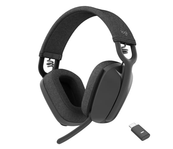 Logitech Zone Vibe Wireless MS Teams trådløse hovedtelefoner, USB-C Bluetooth-modtager, Grafit