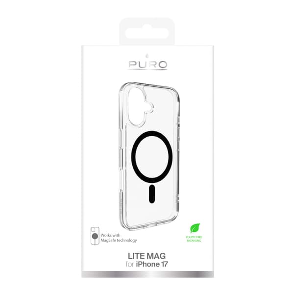 iPhone 17 Lite Mag MagSafe-etui - Gennemsigtig sort ring