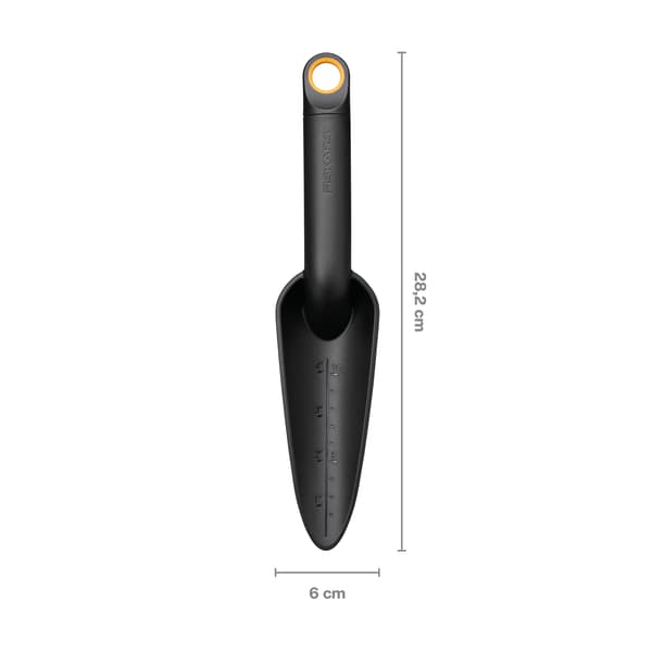 FISKARS SOLID Liten smal trädgårdsspade med måttband för plantering av växter