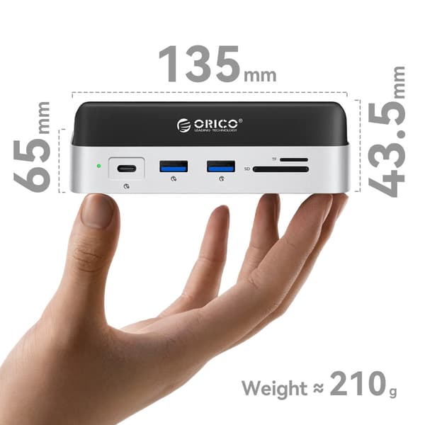 10-i-1 dockingstation til Mac mini M.2 USB-C USB-A HDMI RJ45 SD/TF - Sølv