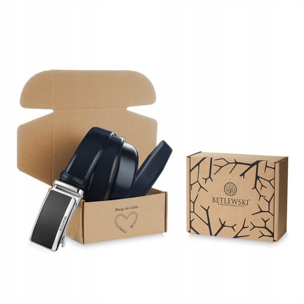 C35-BL NAVY 130 ELITE herrelæderbælte + CERTIFIKAT