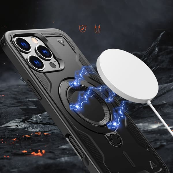 iPhone 16 Pro Hybrid Armor Trendy MagSafe-etui - Sort