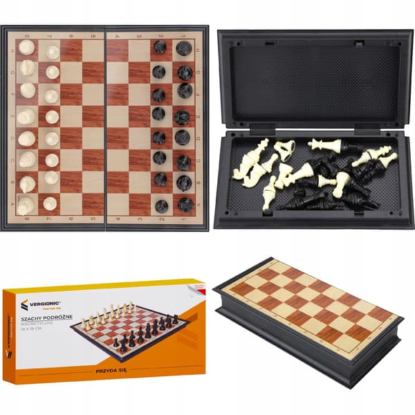 Magnetisk rejseskakspil 18×18 cm med Vergionic-etui
