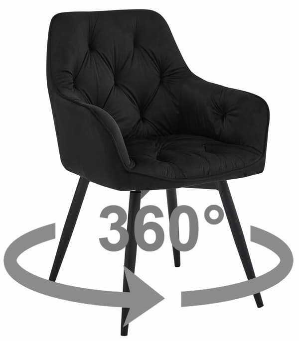JORK360 stol - sort fløjl / sorte ben x 2