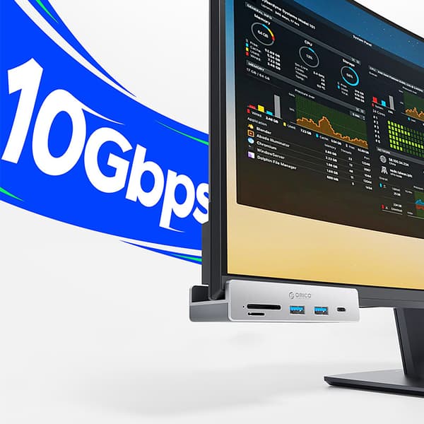 MH5PC Klemmemonteret USB-C / USB-A USB-C SD TF Hub - Sølv