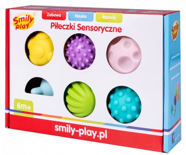 SMILY PLAY BLØDE SENSEBOLDE til babyer, sæt med 6