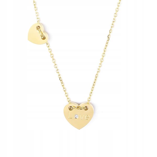 Collar de acero con corazón ajustable dorado