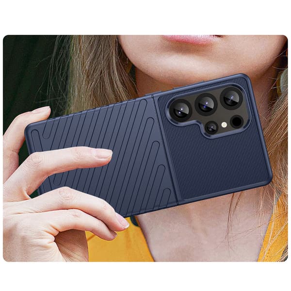 Silikone Pansret Etui til Samsung Galaxy S25 Ultra Thunder - Blå