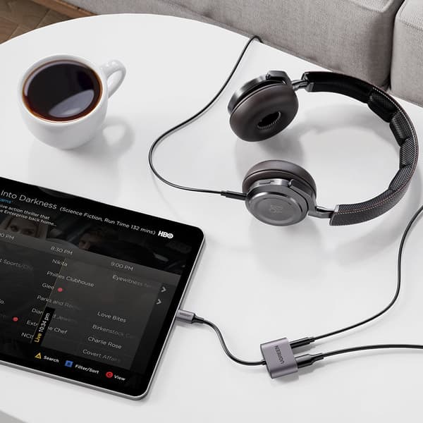 USB-C ljudadapter - USB-C + 3,5 mm minijack - grå