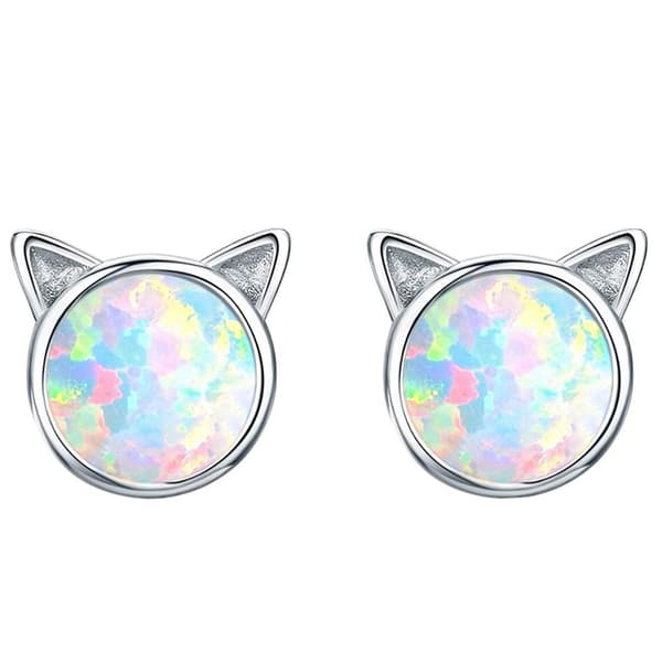 Pendientes de plata Pendientes de gato iridiscente Pendientes de plata 925 Trusky