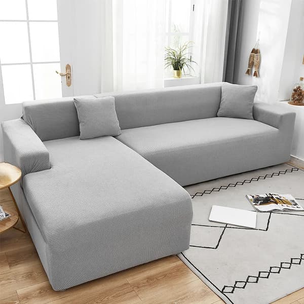 Sofföverdrag för 3-sits soffbädd ljusgrå jacquard