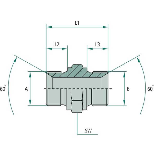 Suora hydrauliikkaliitin GA G3/4" x G1 1/2" 59mm
