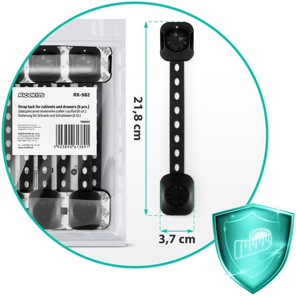 Ricokids 798202 skabsåbningsbeskyttelse 6 stk. sort