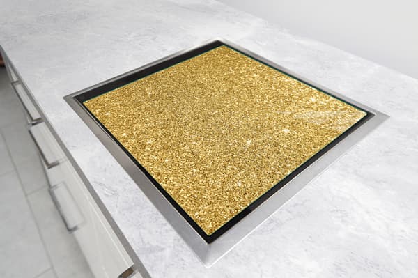 GLASSKYDDSPLÅT FÖR SPIS 50x52 GULD
