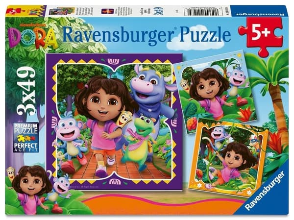 2D-puslespil til børn: Dora 3x49 brikker