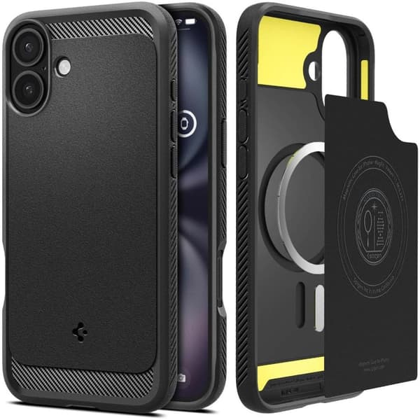 iPhone 16 Rugged Armor MagSafe-bakskal – svart