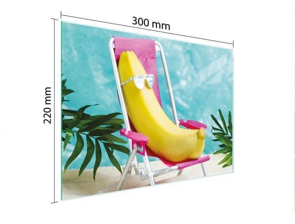 GLAS SKÆREBRÆT 30x22 BANAN
