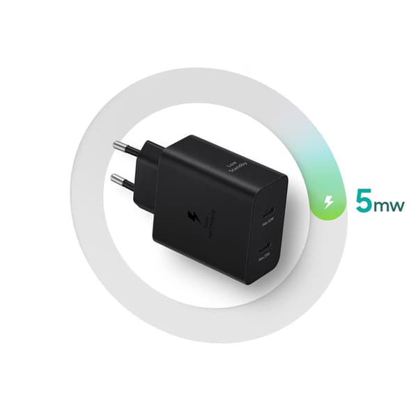 Samsung Strømadapter Duo 2x USB-C 50W Vægoplader - Sort
