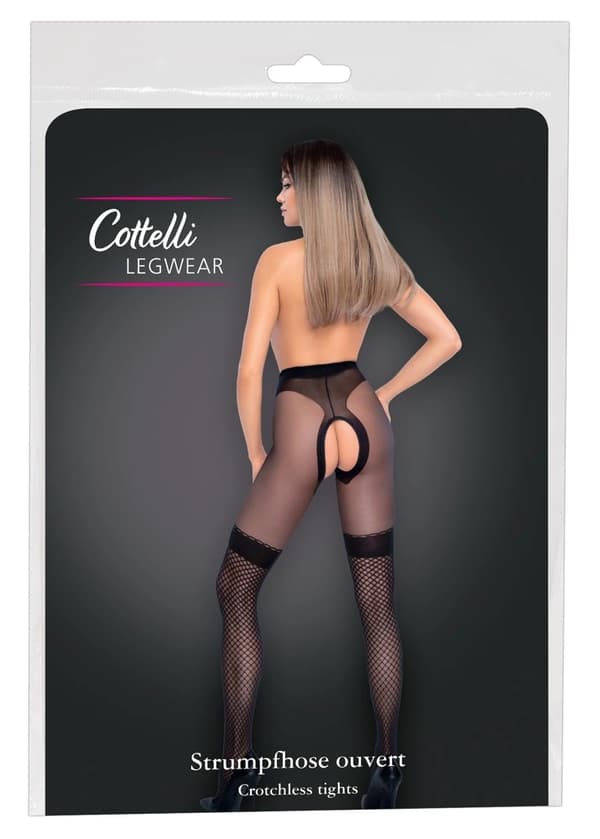 Cottelli LEGWEAR Sorte Mesh Strømpebukser 3