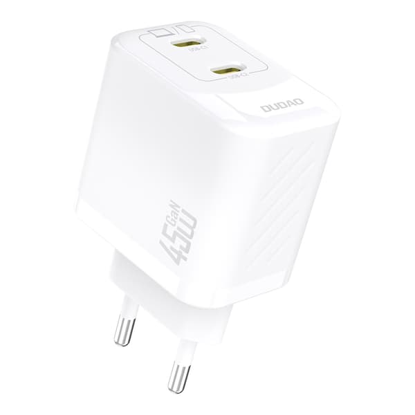 2xUSB-C GaN PD 45W vægoplader - hvid