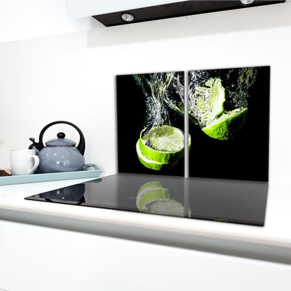 Skyddsplatta i glas för spis 2x40x52 Lime