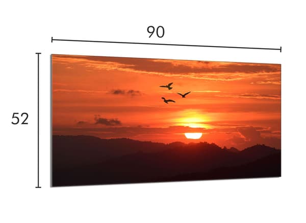 Skyddsplatta i glas för kamin 90x52 Sun