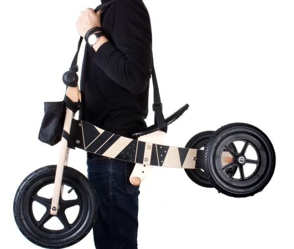 Träbalanscykel för 2-åringar 2-i-1 Twist Plus - Samoa Black Edition
