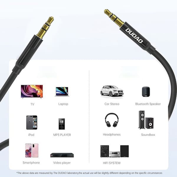 Stereo AUX-miniliitinkaapeli 3,5 mm 1 m - musta