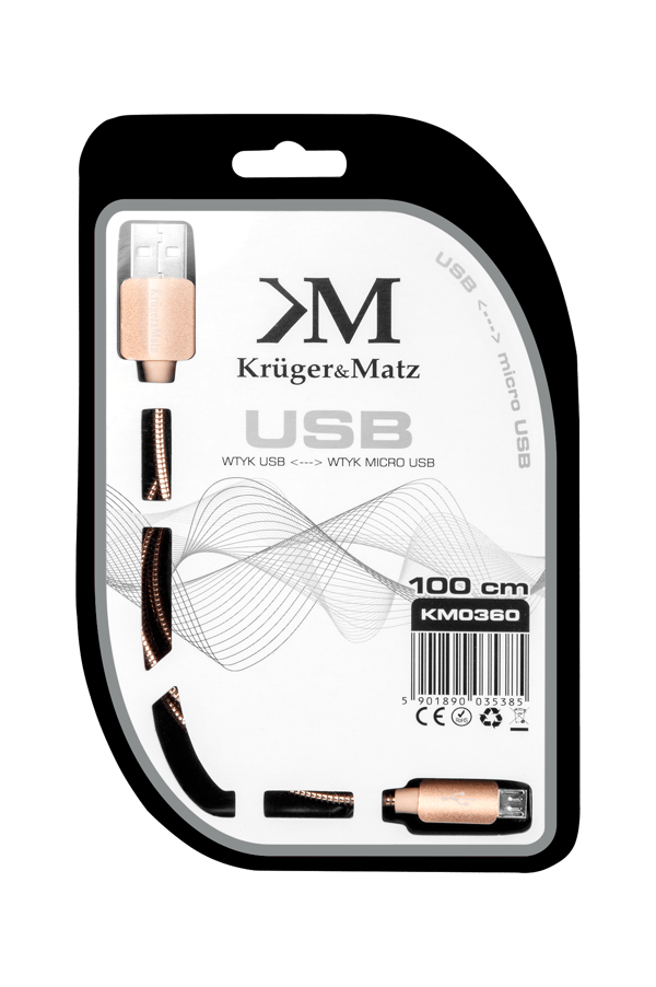 USB-kabel - Micro USB 1m Kruger&Matz KM0360