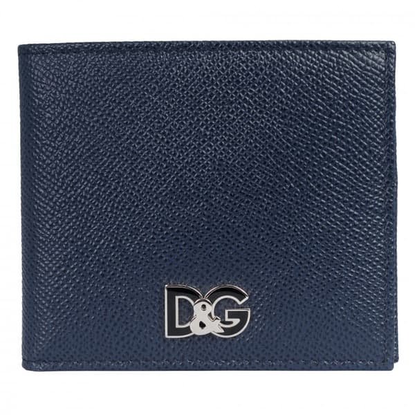 DOLCE&GABBANA Luksus Herre Bifold Pung Blå/Sort