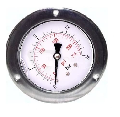 Bagpanel trykmåler 16 bar 63 gevind 1/4"