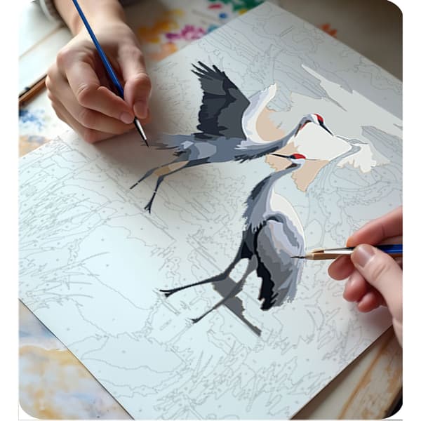 Mal efter nummer billede 40x50 cm Massido Cranes