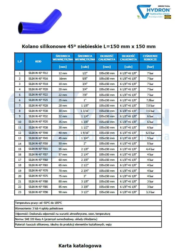 Silikonböj 45° blå fi20 150x150