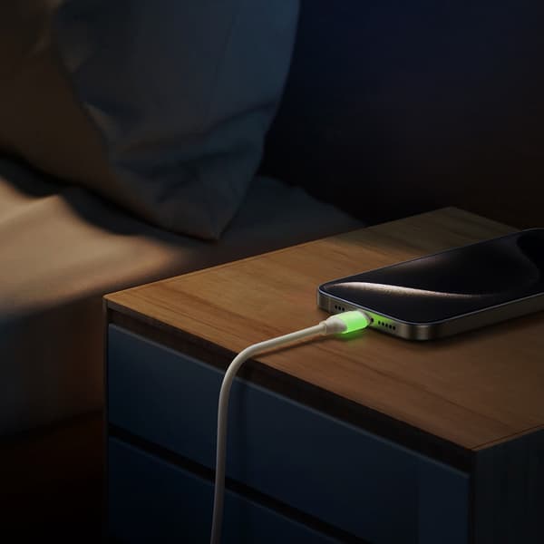 USB-C - USB-C kabel med fluorescerende spids 60W 2m - beige