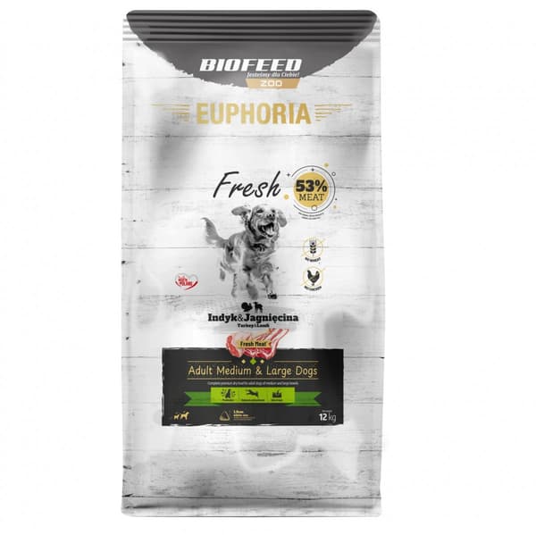 BIOFEED Euphoria tørfoder til hunde 12 kg kalkun og lam