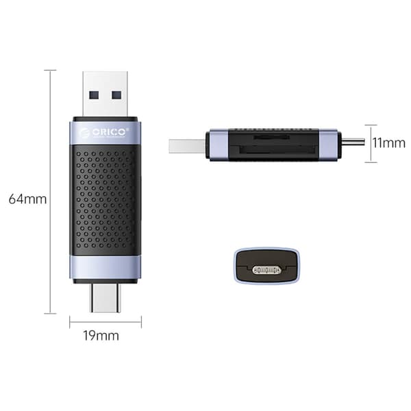 ORICO CD2D-AC2-BK-EP SD/microSD USB-A/USB-C 2.0 minneskortläsare