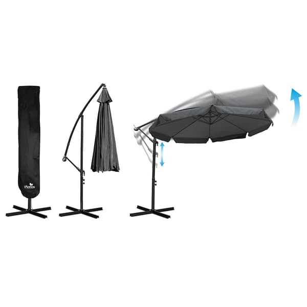 Sammenklappelig haveparasol, 8 segmenter, 350 cm, med overtræk, Plonos PL-881
