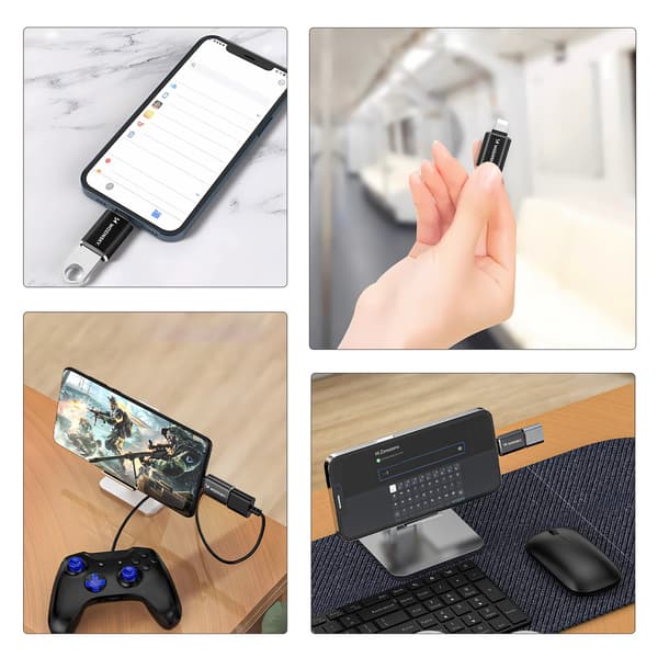 iPhone Lightning till USB-A OTG-adapter – svart