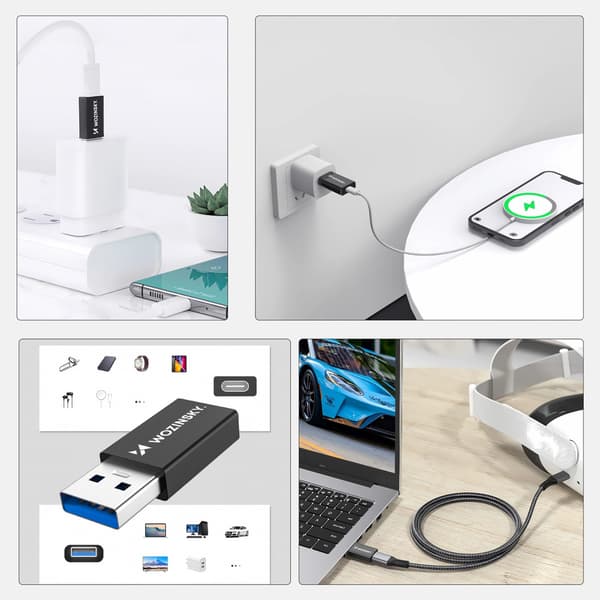 USB-A - USB-C OTG -sovitin - musta