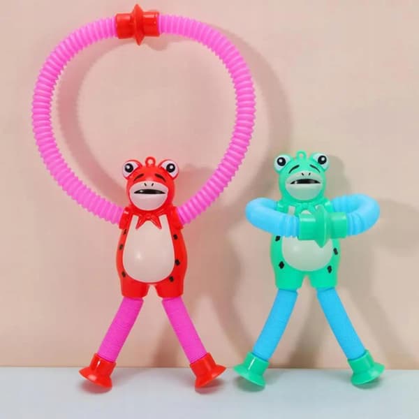 Stretching groda sensorisk anti-stress sugkoppror pop med LED
