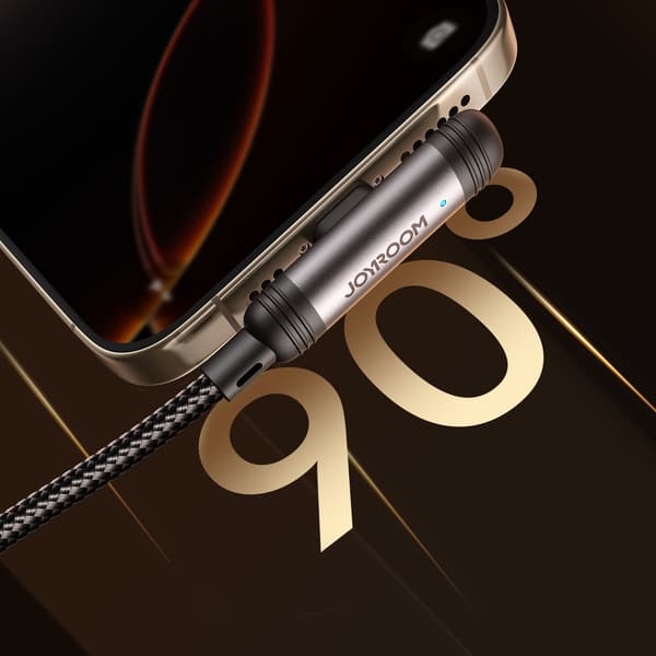 Kulmallinen USB-C-kaapeli - iPhone Lightning 30W 1.2m - Musta