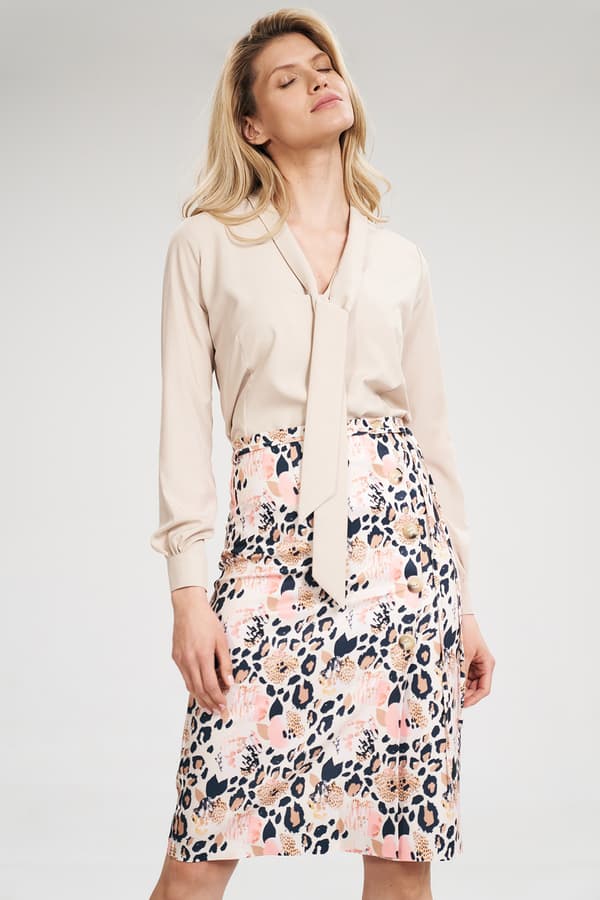 Skjortebluse med knapper - beige elegant bluse størrelse XL