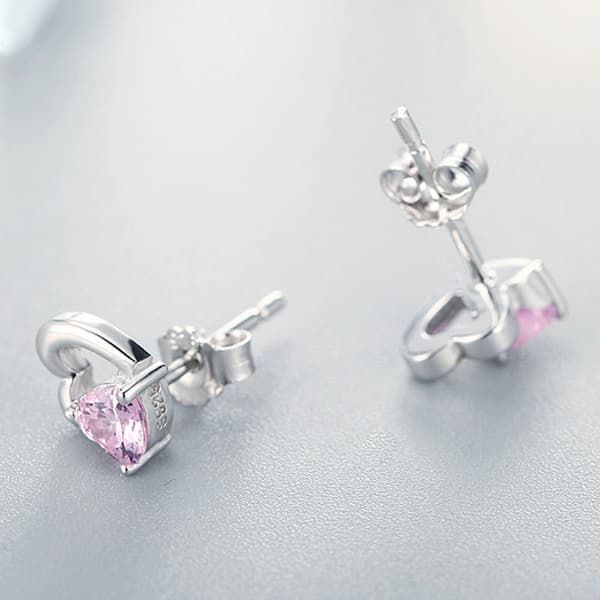 Pendientes de plata con doble corazón en plata 950