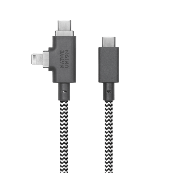 Native Union bæltekabel Duo Pro 240W - USB-C - USB-C / lightning-kabel, 2,4 m (zebra)