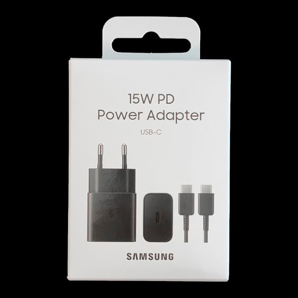 USB-C 15W PD AFC vægoplader + USB-C kabel sort