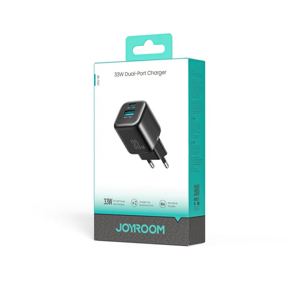 33W USB-A USB-C -seinälaturi - musta